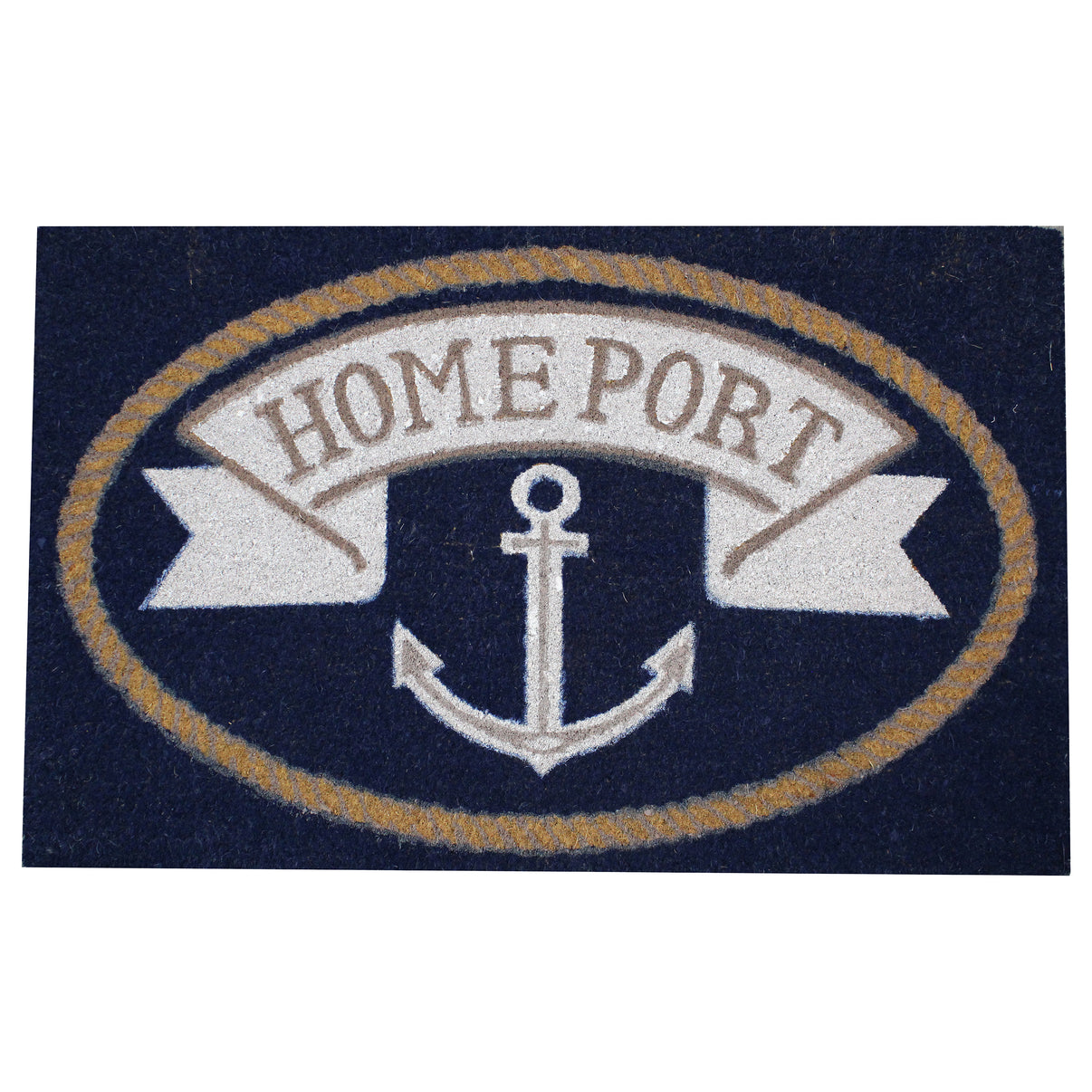 Natural Geo Island Homeport Anchor Blue/White Natural Coir Door Mat 20 ...