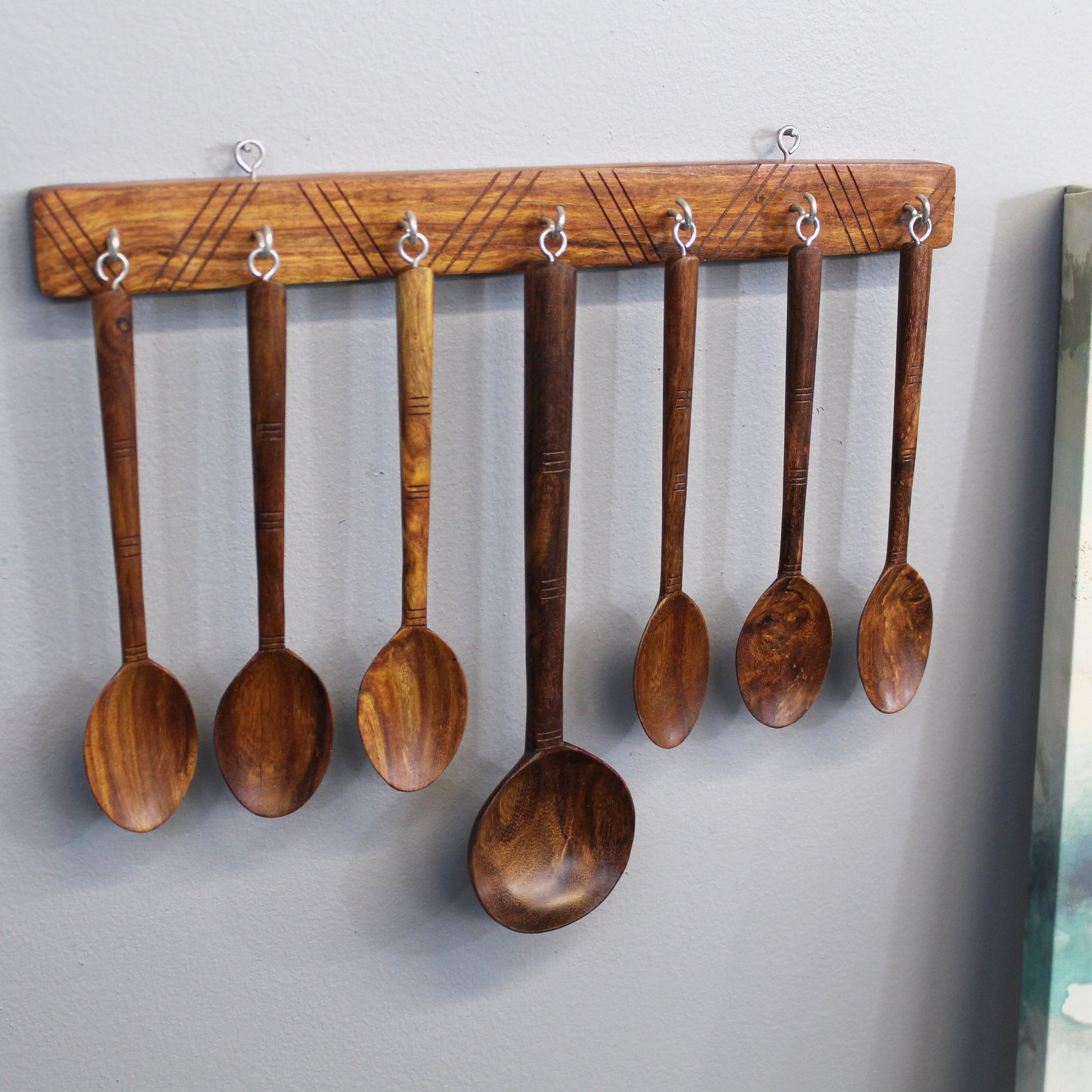 Wooden Spoon Set & Holder